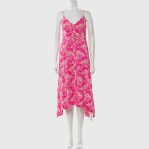 A.L.C. Silk Linen Spring Summer Easter Dress Midi Cruise Vacation 14